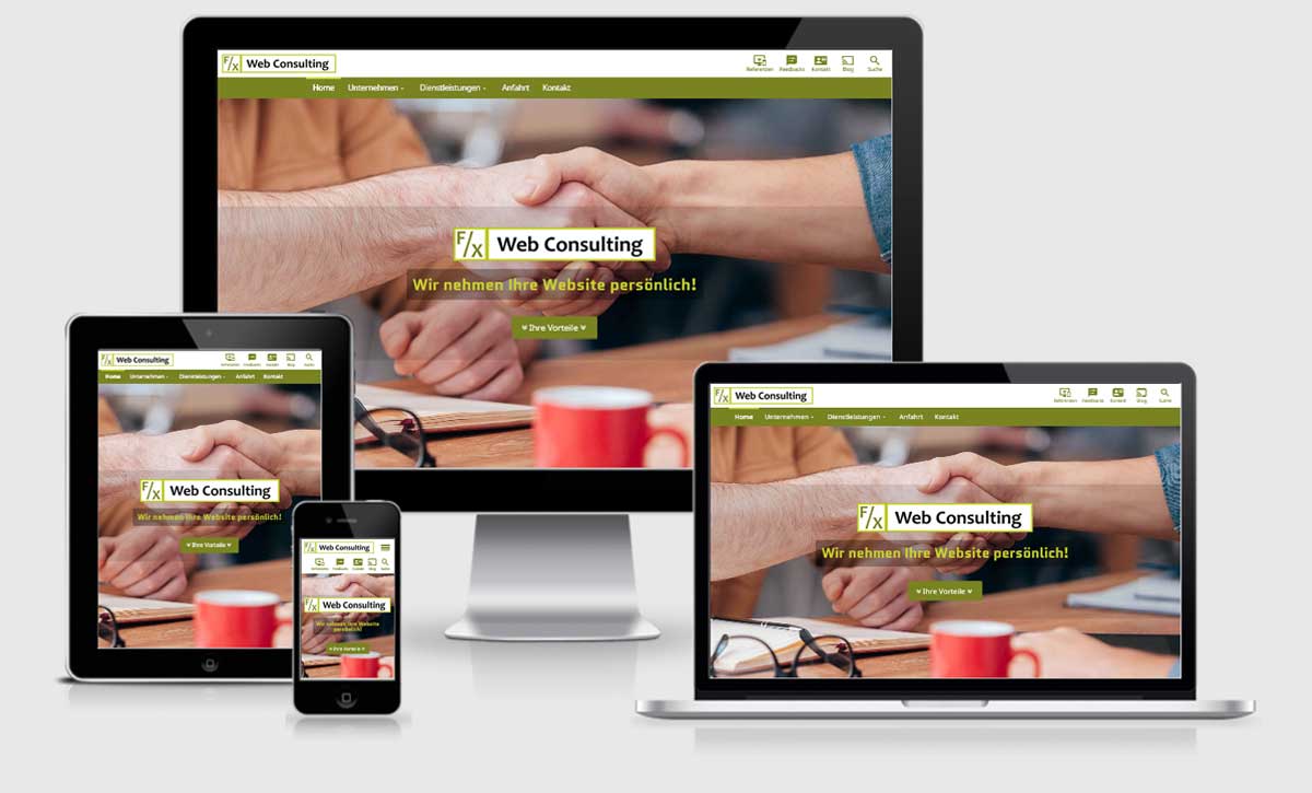 Screenshot: die neue Website von F/X Web Consulting