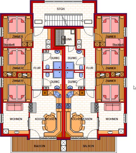 Grundriss der Ferienwohnung für 10 Personen