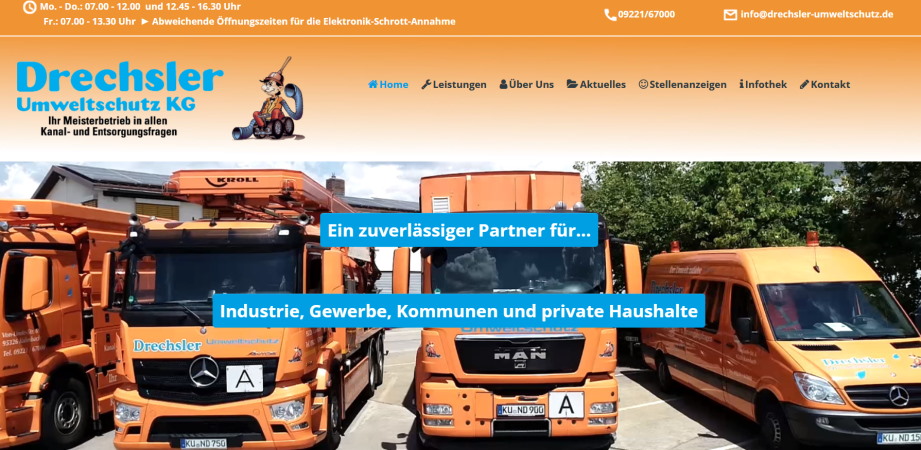 Website Drechsler Umweltschutz KG in Kulmbach